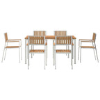 Outdoortisch-Set 7 pcs Braun Massivholz Teak