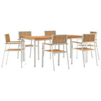 Outdoortisch-Set 7 pcs Braun Massivholz Teak