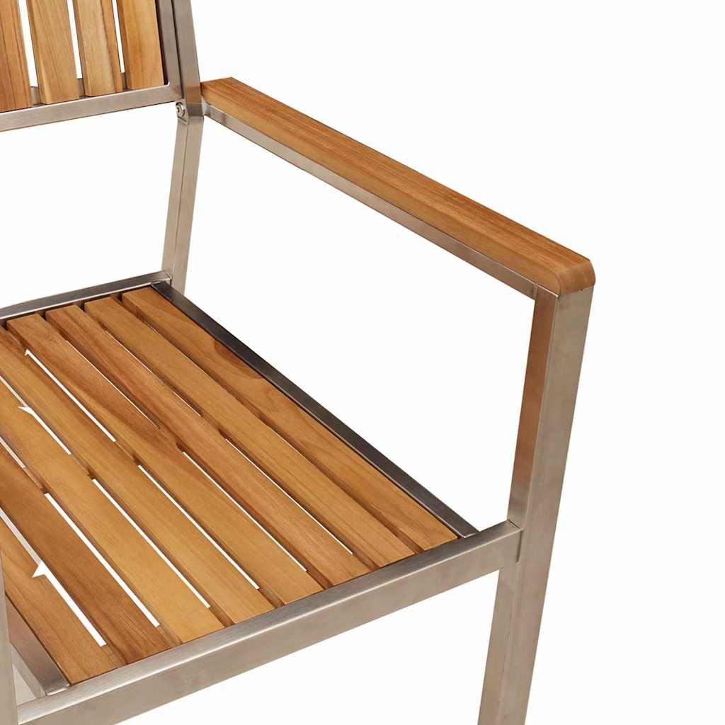 Outdoortisch-Set 7 pcs Braun Massivholz Teak