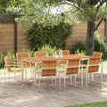 Garten Essgruppe 9 pcs Braun Massivholz Akazie