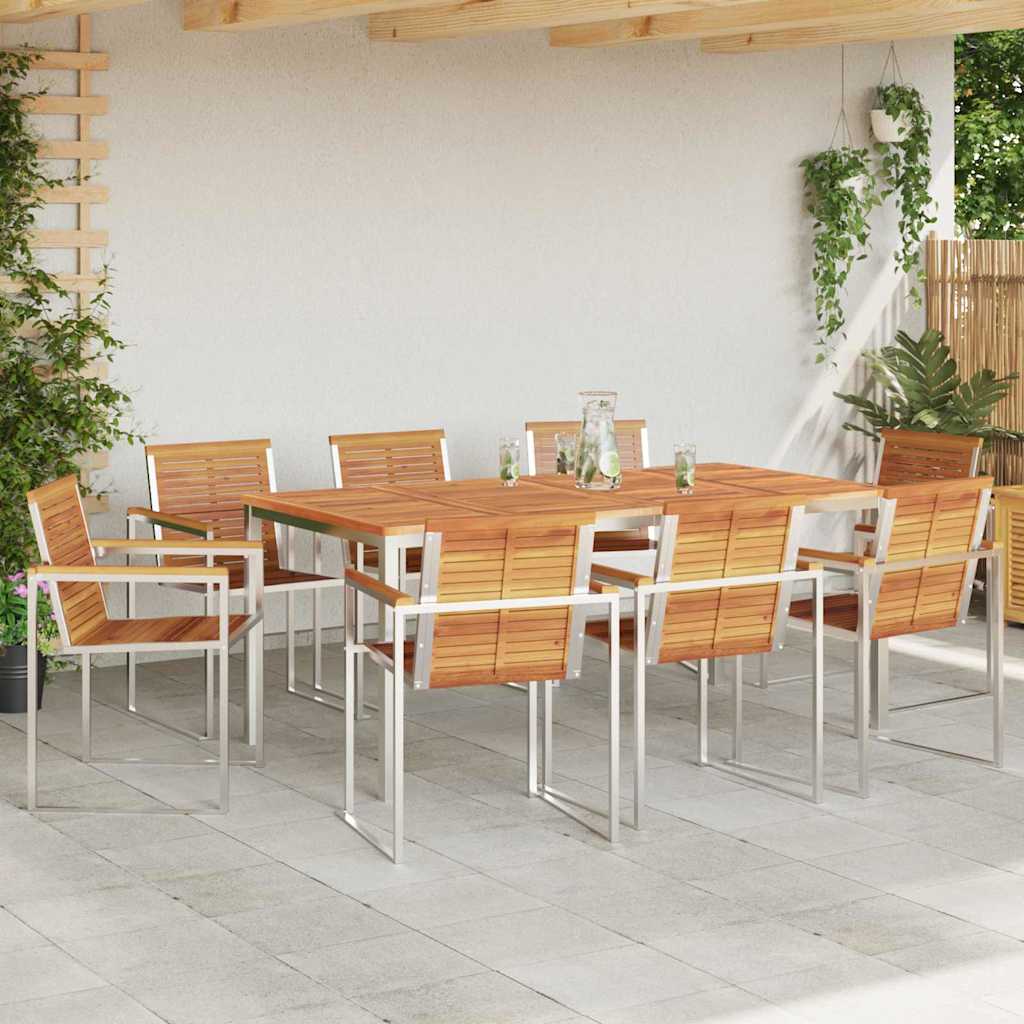Garten Essgruppe 9 pcs Braun Massivholz Akazie