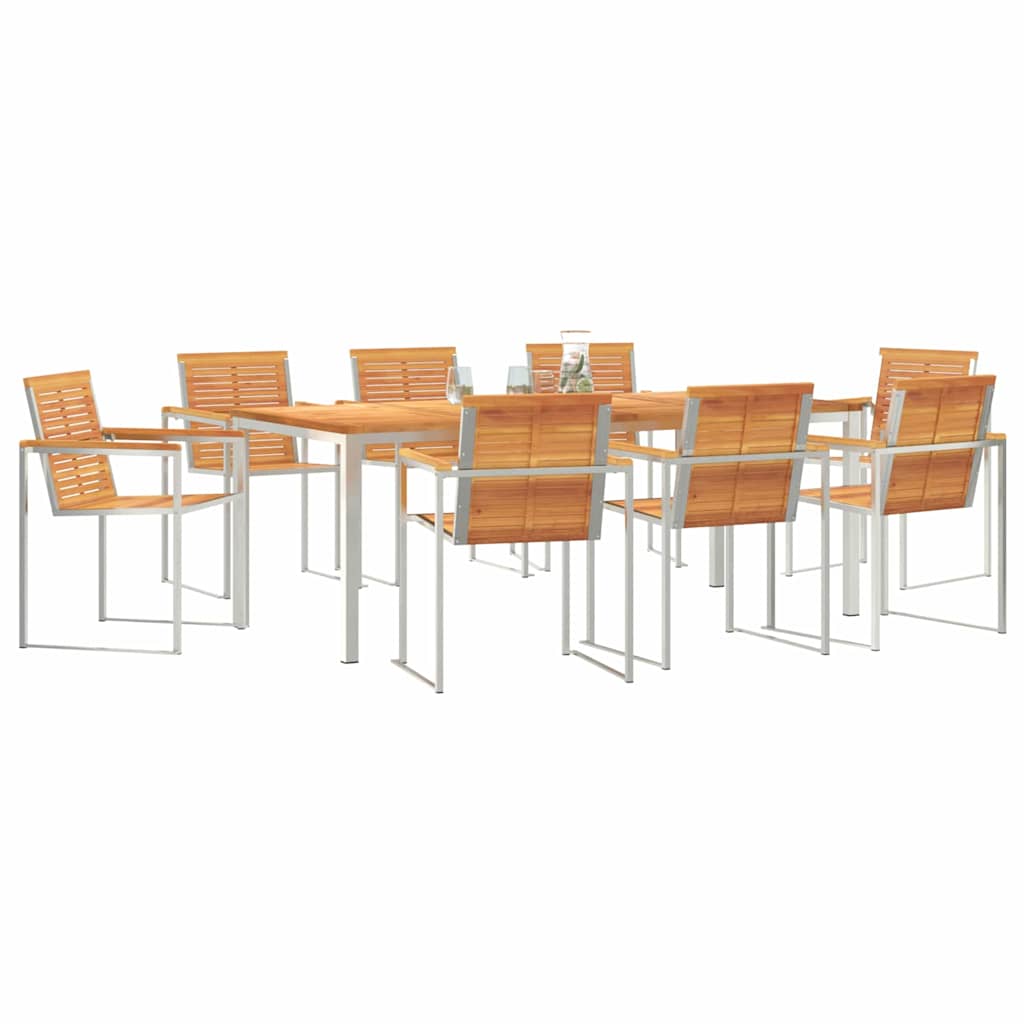 Garten Essgruppe 9 pcs Braun Massivholz Akazie