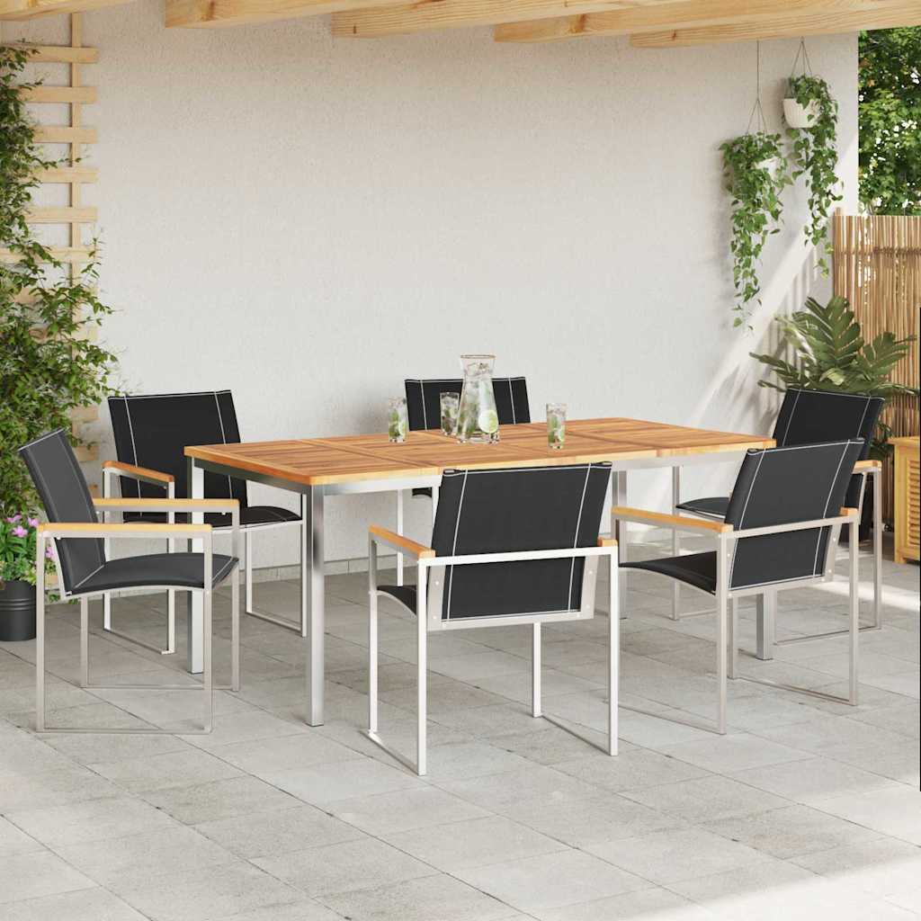 Garten Essgruppe 7 pcs Braun Massivholz Akazie