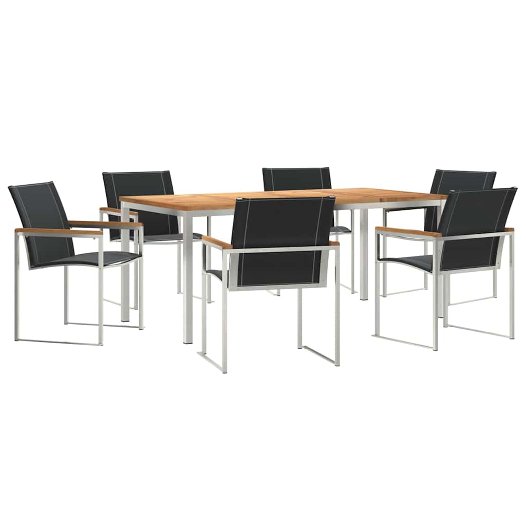 Garten Essgruppe 7 pcs Braun Massivholz Akazie