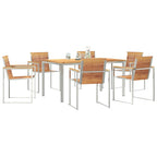 Garten Essgruppe 7 pcs Braun Massivholz Teak