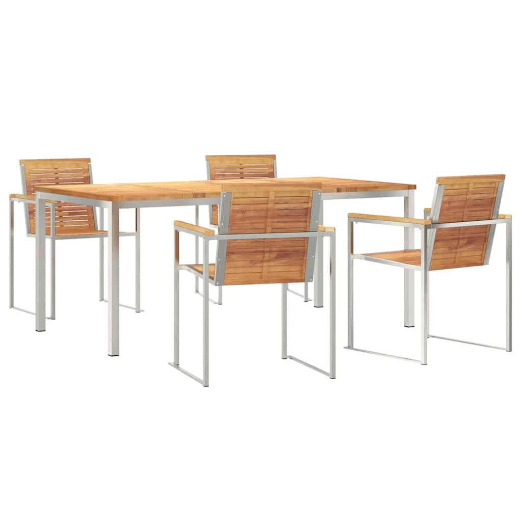 Garten Essgruppe 5 pcs Braun Massivholz Teak