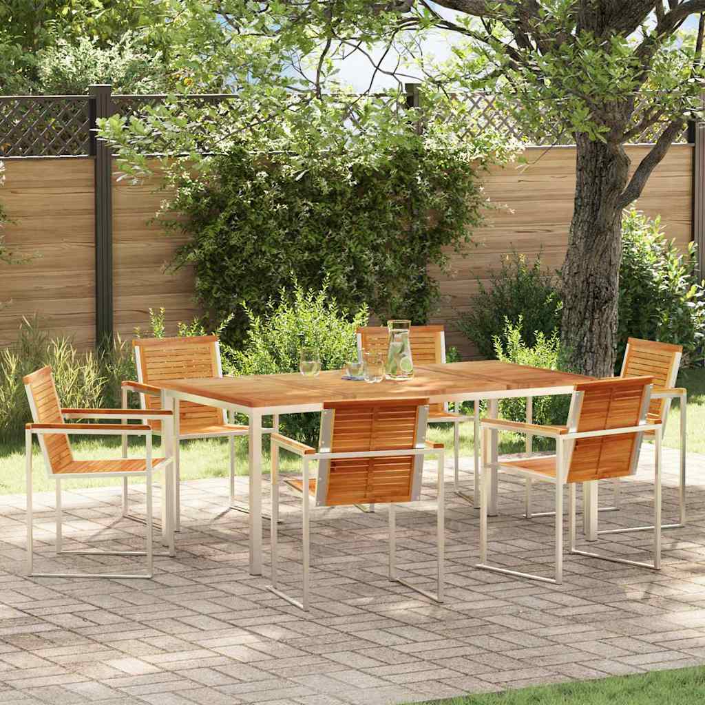 Garten Essgruppe 7 pcs Braun Massivholz Teak