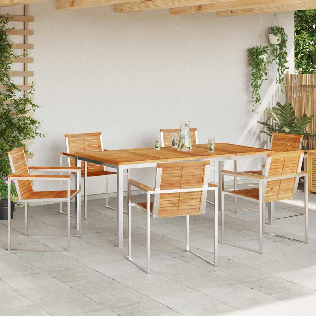Garten Essgruppe 7 pcs Braun Massivholz Teak