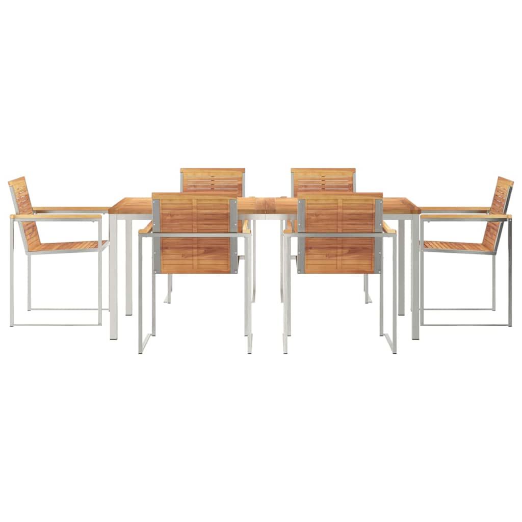 Garten Essgruppe 7 pcs Braun Massivholz Teak