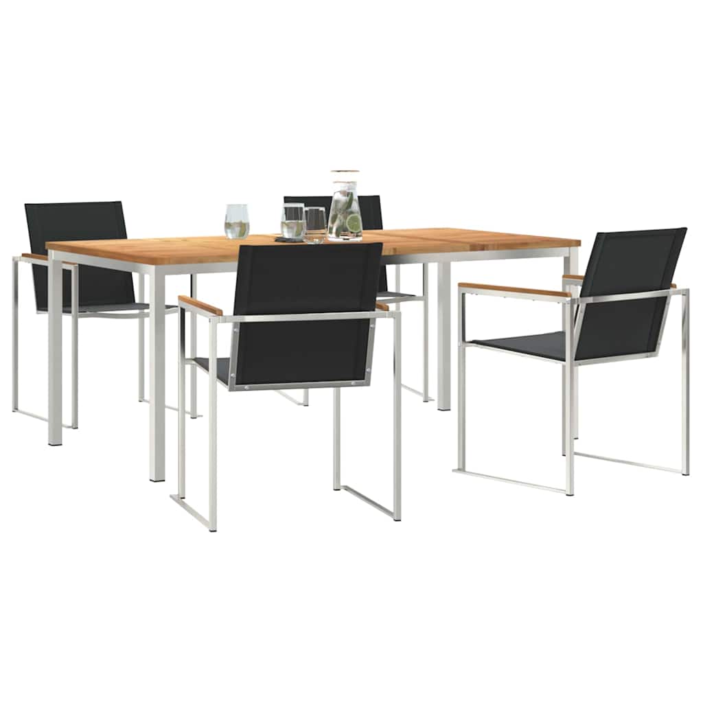Garten Essgruppe 5 pcs Braun Massivholz Teak