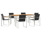Garten Essgruppe 7 pcs Braun Massivholz Teak