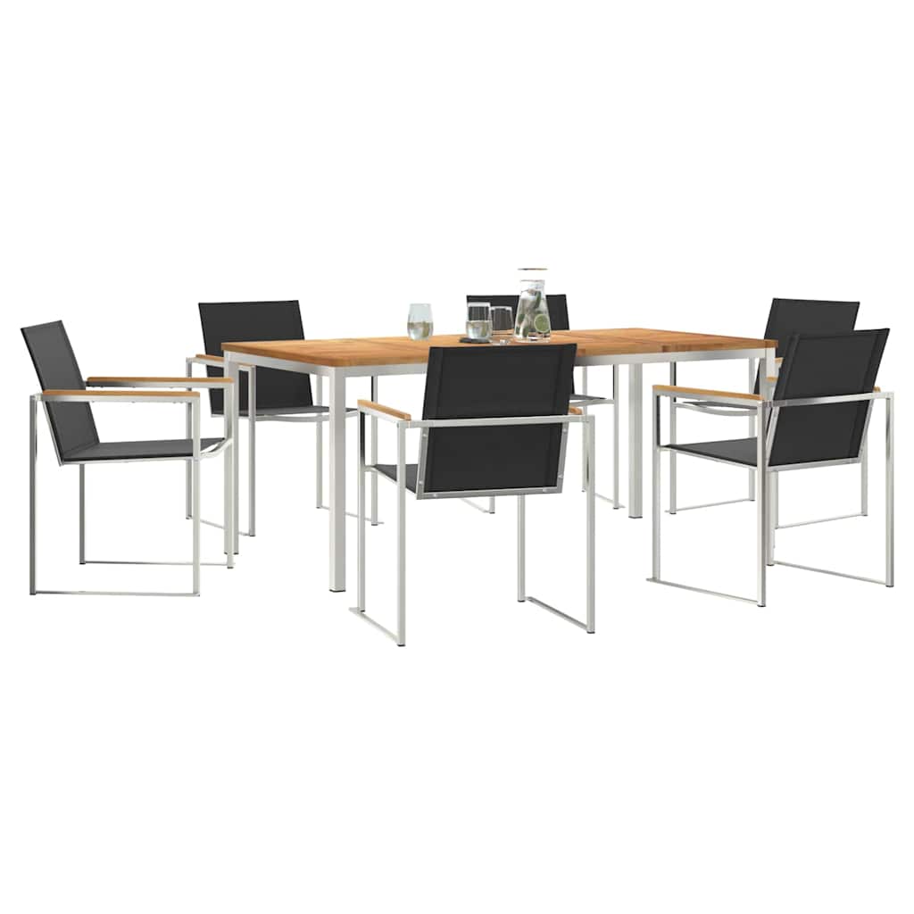 Garten Essgruppe 7 pcs Braun Massivholz Teak