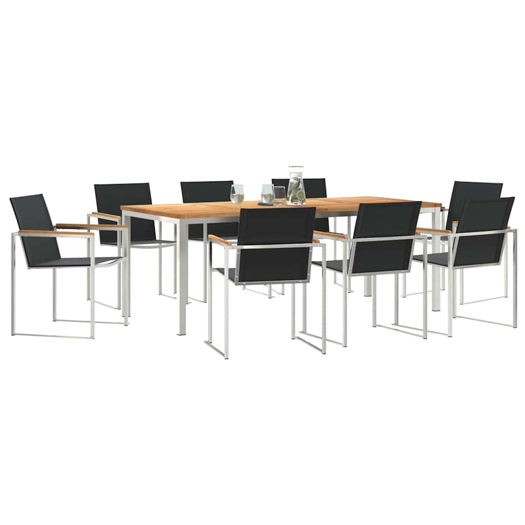 Garten Essgruppe 7 pcs Braun Massivholz Teak
