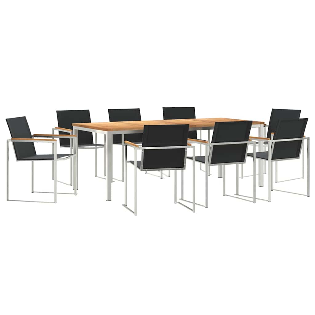 Garten Essgruppe 9 pcs Braun Massivholz Teak