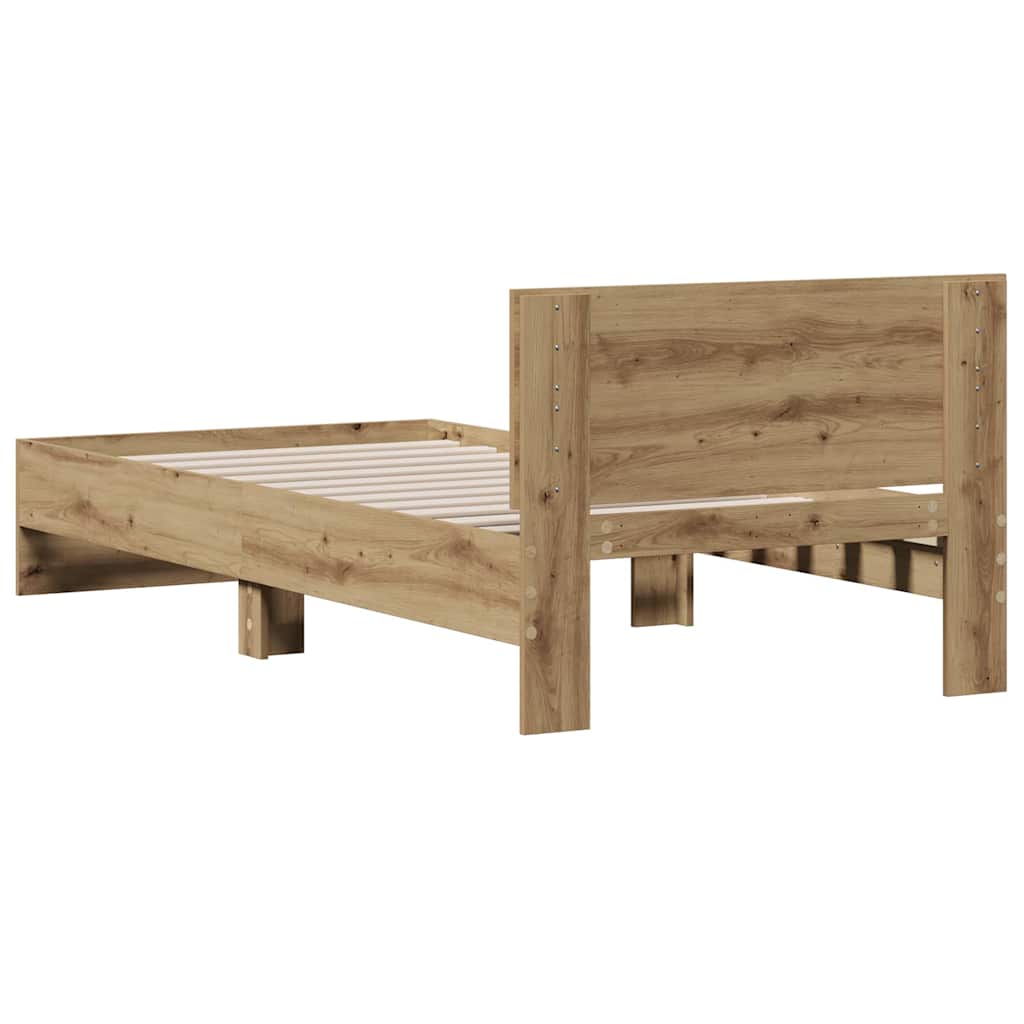 Bettrahmen mit Kopfteil Artisan-Eiche 90 x 200 cm Holzwerkstoff