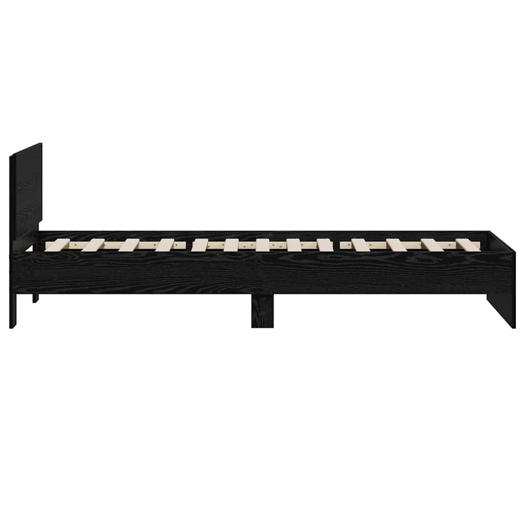 Bettrahmen Schwarz Eichen-Optik 90 x 200 cm Holzwerkstoff