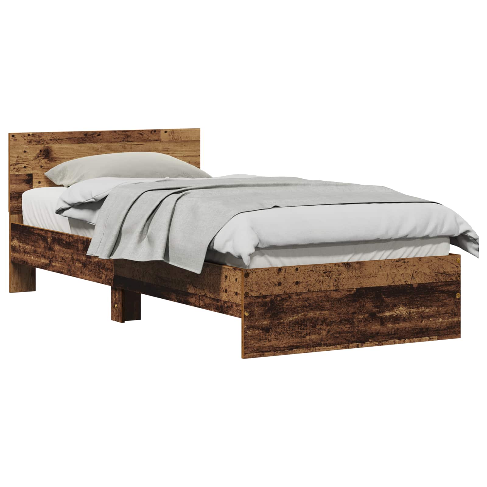 Bettrahmen mit Kopfteil Altholz 90 x 190 cm Holzwerkstoff