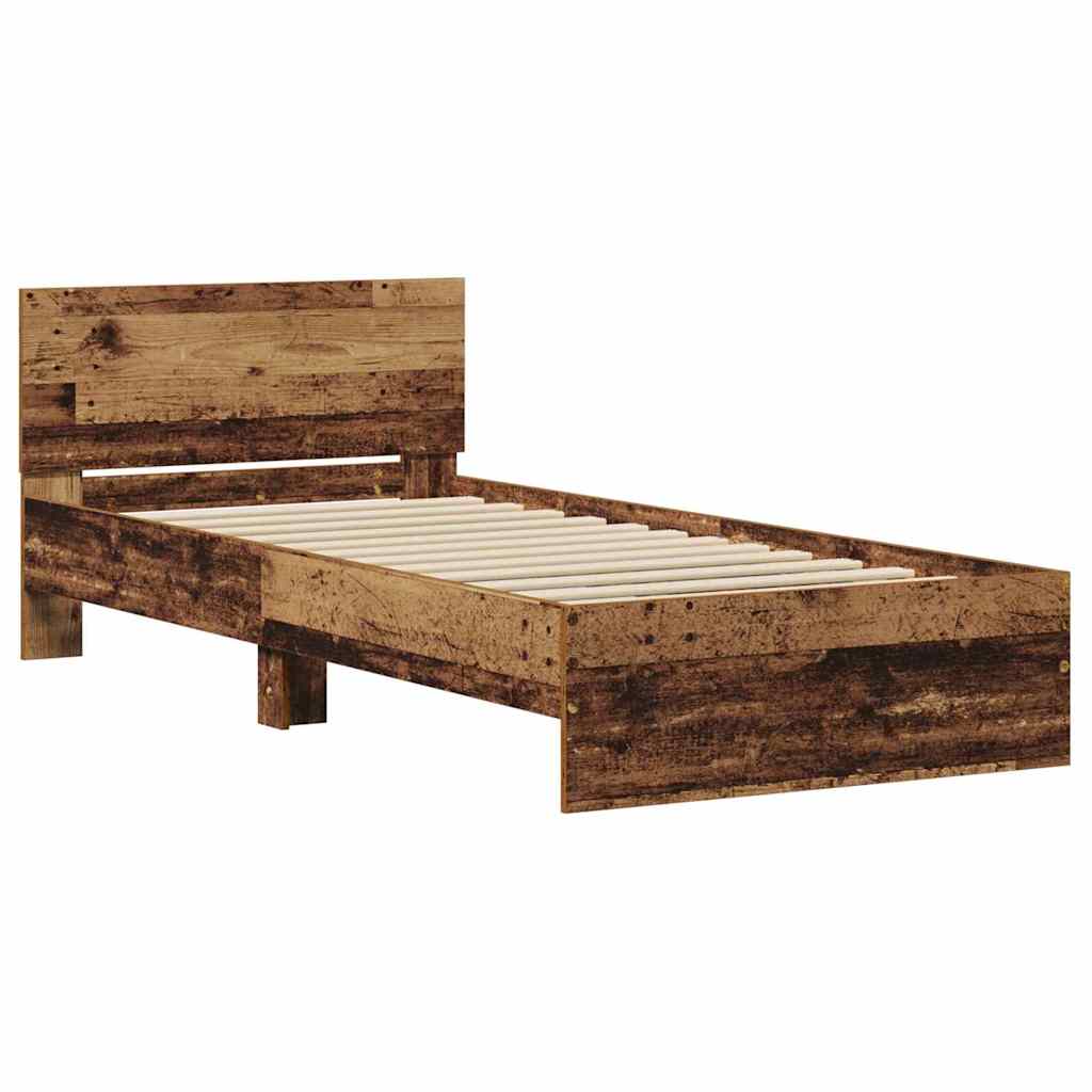 Bettrahmen mit Kopfteil Altholz 90 x 190 cm Holzwerkstoff
