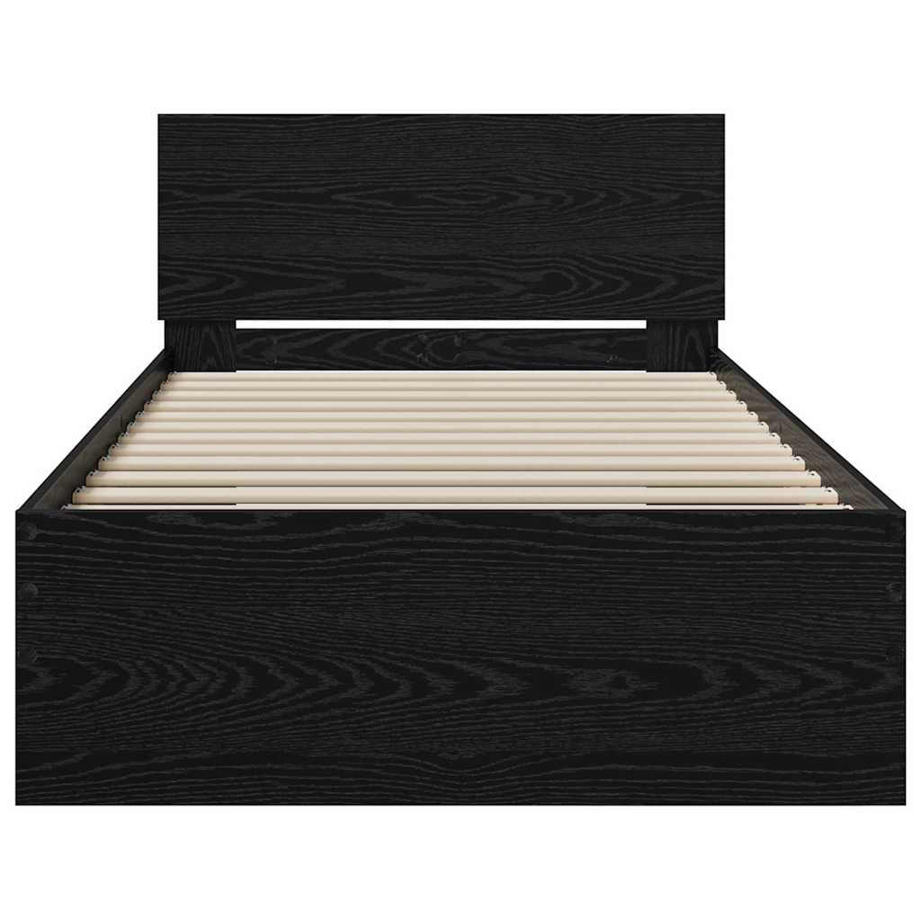 Bettrahmen Schwarz Eichen-Optik 90 x 190 cm Holzwerkstoff