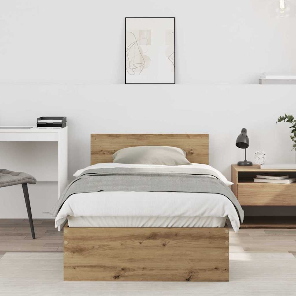 Bettrahmen mit Kopfteil Artisan-Eiche 75 x 190 cm Holzwerkstoff