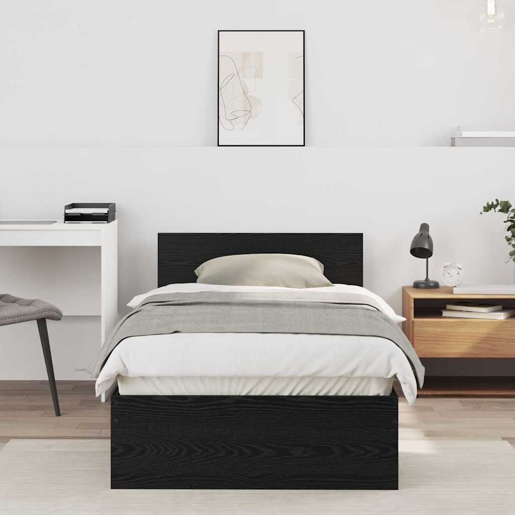 Bettrahmen Schwarz Eichen-Optik 75 x 190 cm Holzwerkstoff