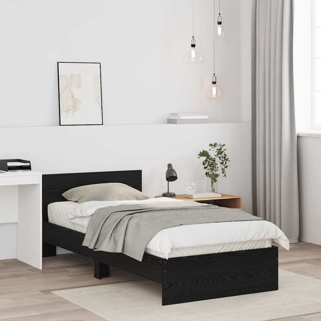 Bettrahmen Schwarz Eichen-Optik 75 x 190 cm Holzwerkstoff