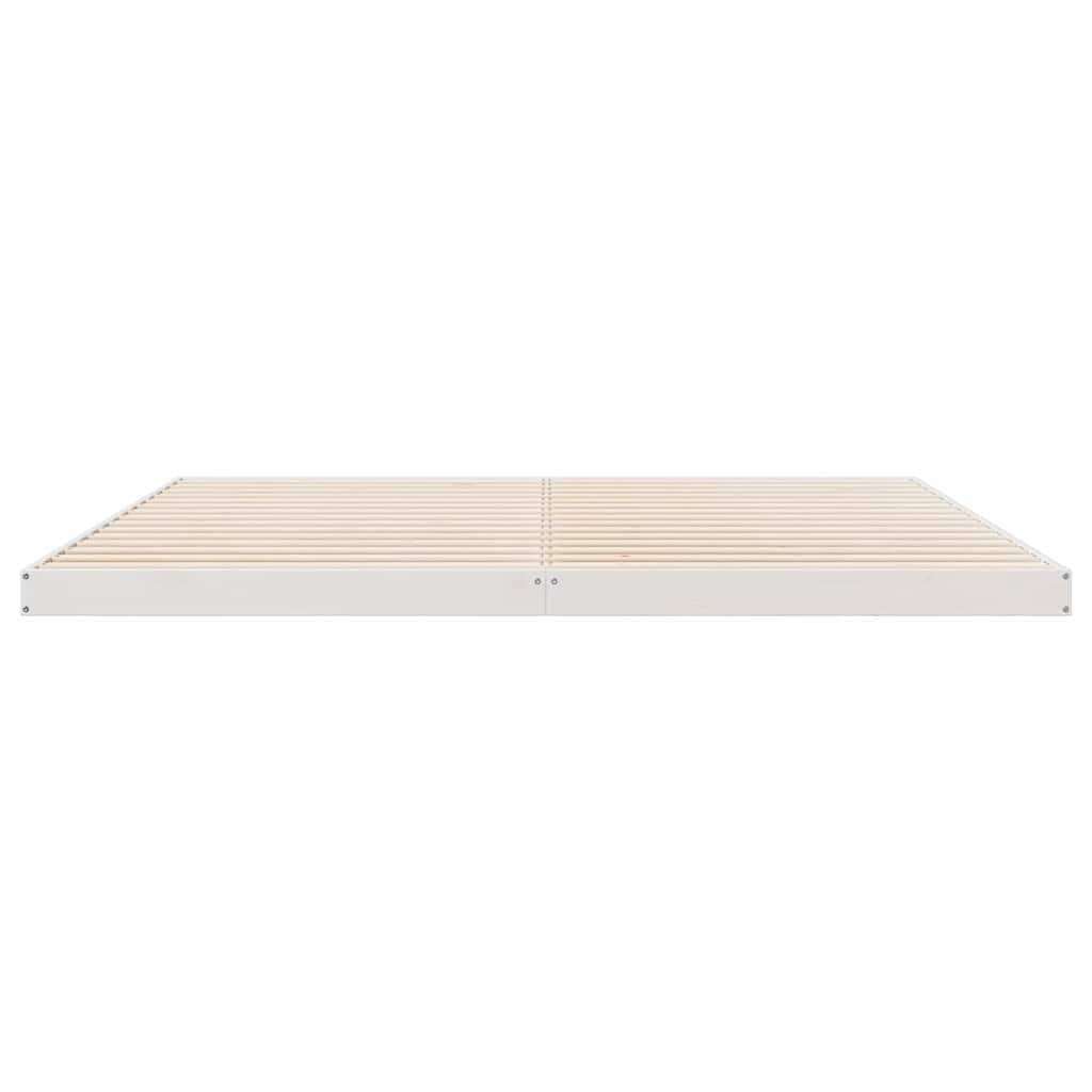 Bodenbettrahmen Weiß 213,5 x 184 x 9 cm Massives Kiefernholz