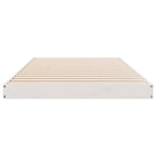 Bodenbettrahmen Weiß 80 x 220 cm Massives Kiefernholz