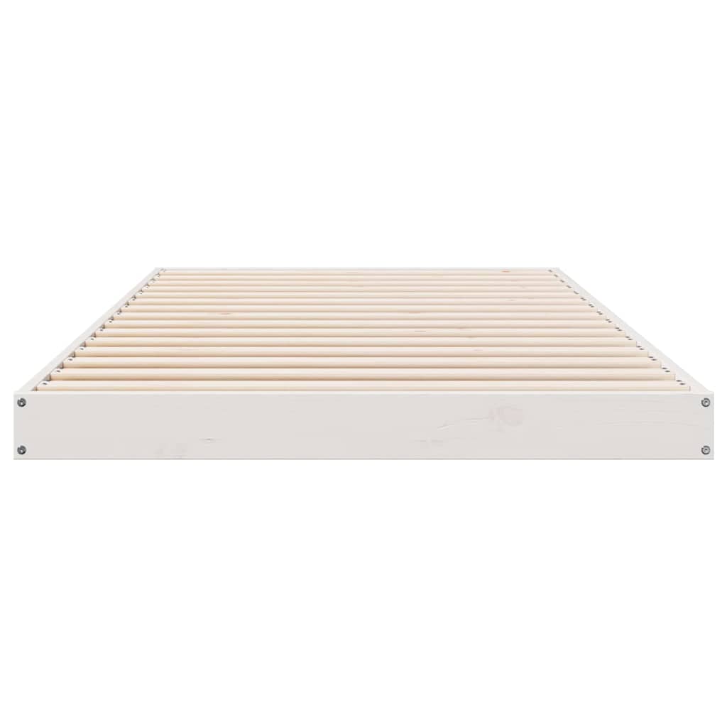 Bodenbettrahmen Weiß 80 x 220 cm Massives Kiefernholz