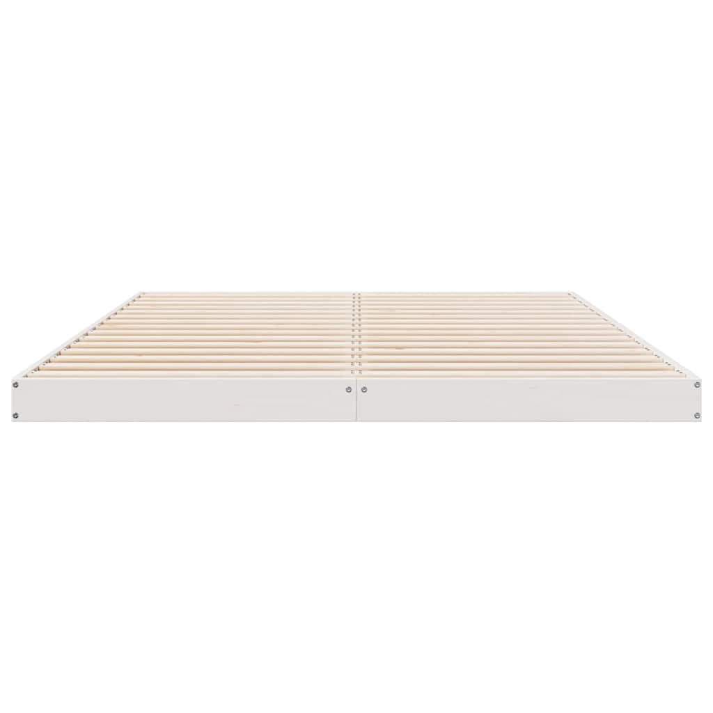 Bodenbettrahmen Weiß 160 x 220 cm Massives Kiefernholz