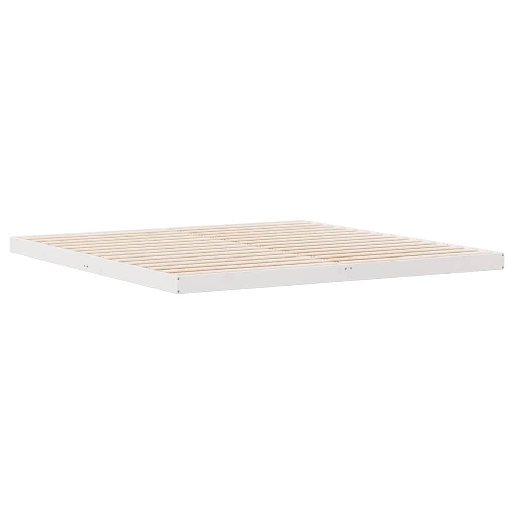 Bodenbettrahmen Weiß 180 x 220 cm Massives Kiefernholz