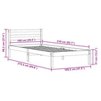Bettrahmen Braun 215,5 x 105,5 x 69,5 cm Massivholz Kiefer