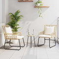 Garten Essgruppe 3 pcs Braun und Creme Poly-Rattan