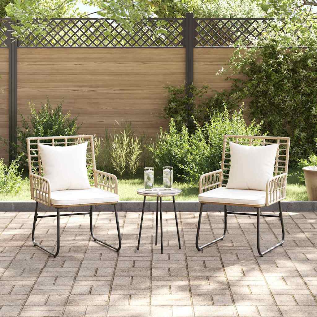 Garten Essgruppe 3 pcs Braun und Creme Poly-Rattan
