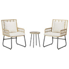 Garten Essgruppe 3 pcs Braun und Creme Poly-Rattan
