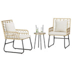 Garten Essgruppe 3 pcs Braun und Creme Poly-Rattan