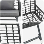 Garten Essgruppe 3 pcs Schwarz und Anthrazit Poly-Rattan