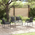 Garten Essgruppe 3 pcs Schwarz und Anthrazit Poly-Rattan
