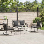 Garten Essgruppe 3 pcs Schwarz und Anthrazit Poly-Rattan