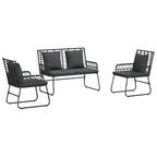 Garten Essgruppe 3 pcs Schwarz und Anthrazit Poly-Rattan