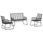 Garten Essgruppe 3 pcs Schwarz und Anthrazit Poly-Rattan