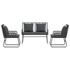 Garten Essgruppe 3 pcs Schwarz und Anthrazit Poly-Rattan