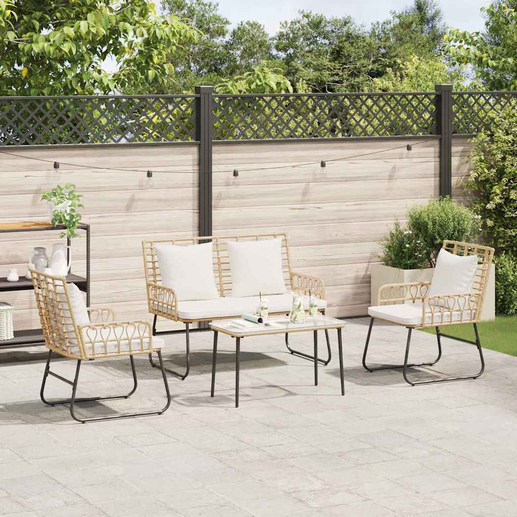 Garten Essgruppe 3 pcs Braun und Creme Poly-Rattan