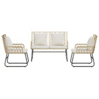 Garten Essgruppe 3 pcs Braun und Creme Poly-Rattan