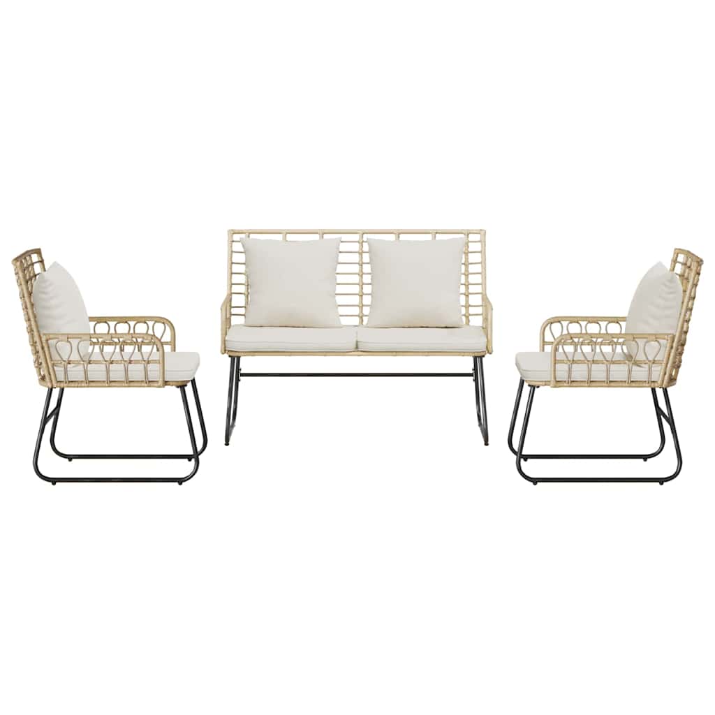 Garten Essgruppe 3 pcs Braun und Creme Poly-Rattan