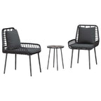 Garten Essgruppe 3 pcs Schwarz und Anthrazit Poly-Rattan