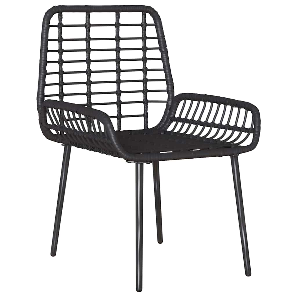 Garten Essgruppe 3 pcs Schwarz und Anthrazit Poly-Rattan