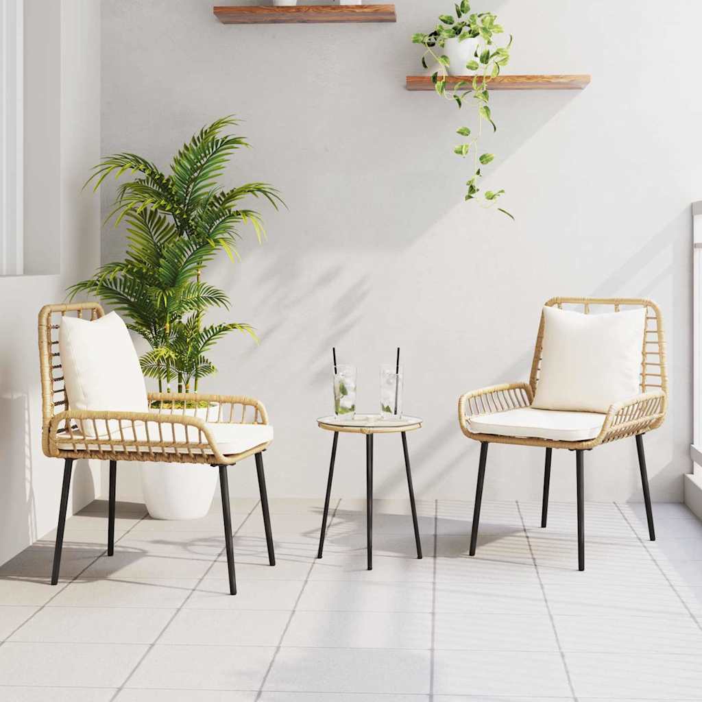 Garten Essgruppe 3 pcs Braun und Creme Poly-Rattan