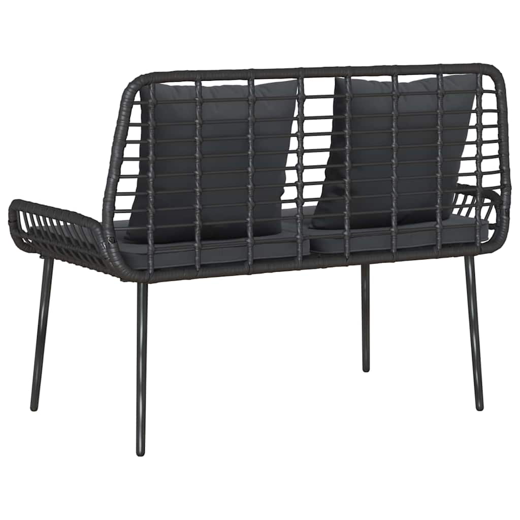 Gartenbank Schwarz und Anthrazit Poly-Rattan