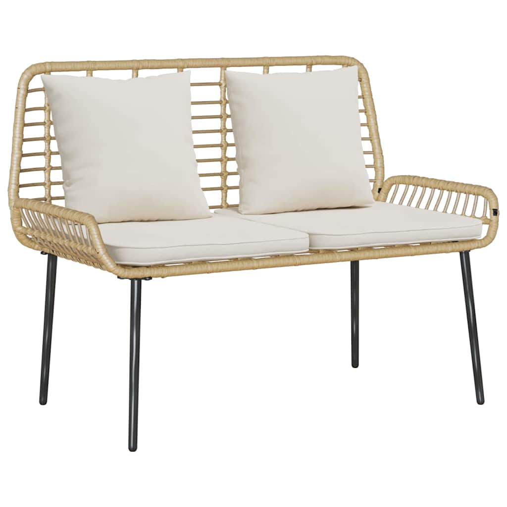 Gartenbank Braun und Creme Poly-Rattan